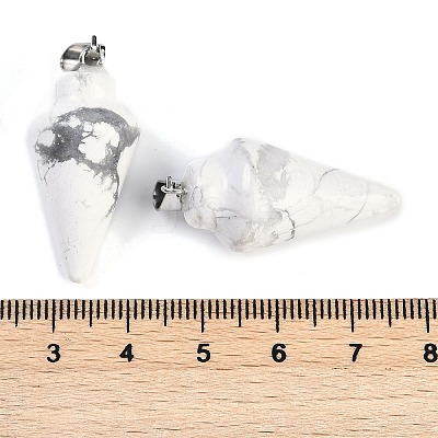 Natural Howlite Gemstone Pointed Pendants G-K384-01P-04-1