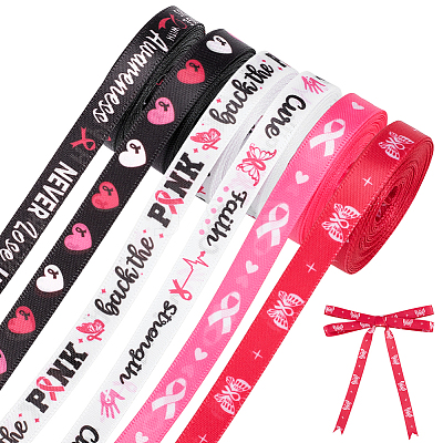 6 Rolls 6 Styles Ribbon Theme Polyester Ribbon/Heart/Word Printed Ribbon OCOR-PH0005-32-1