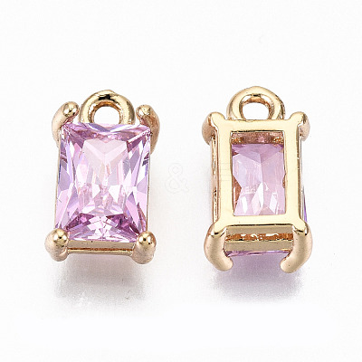 Brass Glass Rhinestone Pendants X-GLAA-S179-21G-RS-1