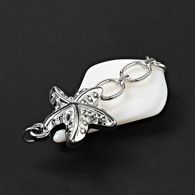 Natural White Shell Pendants SSHEL-C010-08P-1
