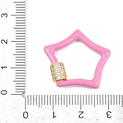 Star Brass Micro Pave Clear Cubic Zirconia Screw Carabiner Clasps KK-B167-01C-02G-1