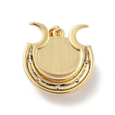 Evil Eye with Moon Brass Micro Pave Clear Cubic Zirconia Pendants KK-G419-10G-02-1