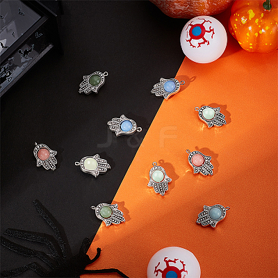 50Pcs 5 Colors Synthetic Luminous Stone Pendants PALLOY-PH0001-97-1