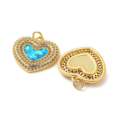 Valentine's Day Brass Micro Pave Cubic Zirconia with Synthetic Opal Pendants KK-D096-02G-G-1