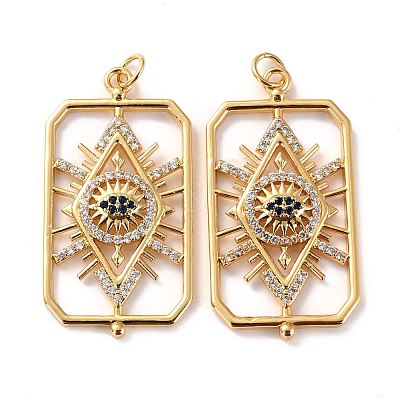 Brass Micro Pave Cubic Zirconia Pendants ZIRC-P092-034G-RS-1