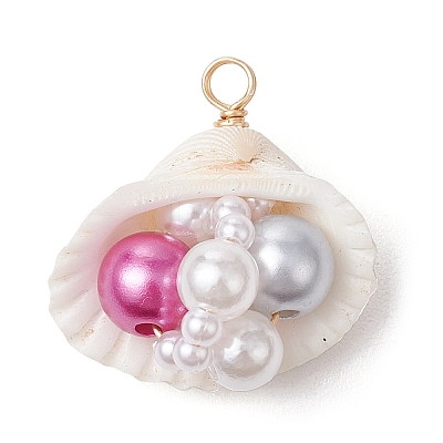 Natural Clam Shell Pendants PALLOY-JF03551-1