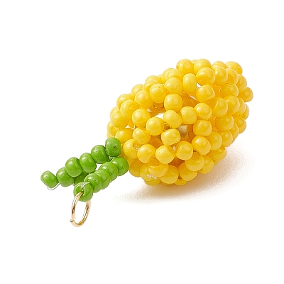 3Pcs 3 Colors Glass Seed Beaded Mango Pendants PALLOY-MZ00893-1