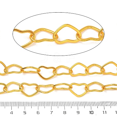 Rack Plating Brass Heart Link Chains CHC-N009-02G-1