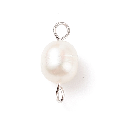 Natural Cultured Freshwater Pearl Beads Connector Charms PALLOY-JF01551-01-1