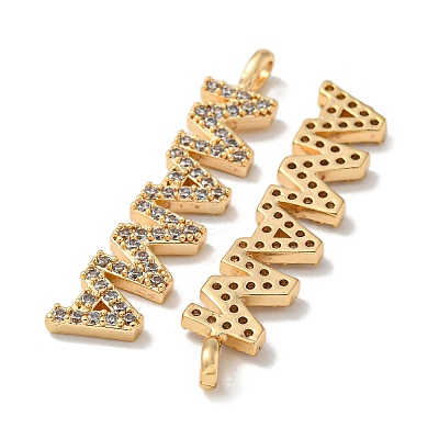 Mother's Day Brass Micro Pave Cubic Zirconia Pendants KK-K378-11G-1