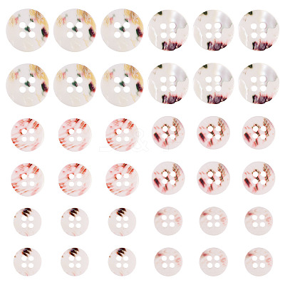 45Pcs 3 Style 4-Holes Shell Buttons BUTT-TA0001-27-1