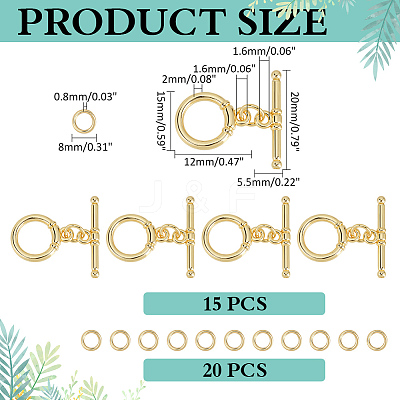 15Pcs Brass Toggle Clasps KK-ME0002-35-1