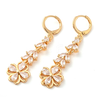 Rack Plating Golden Brass Dangle Leverback Earrings EJEW-B037-02G-02-1