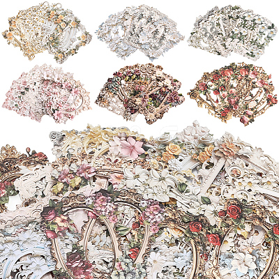 6 Sets 6 Colors Paper Self-Adhesive Lace Stickers DIY-SP0004-94-1