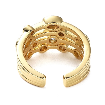 Rack Plating Brass Micro Pave Cubic Zirconia Open Cuff Rings RJEW-Q777-14G-1