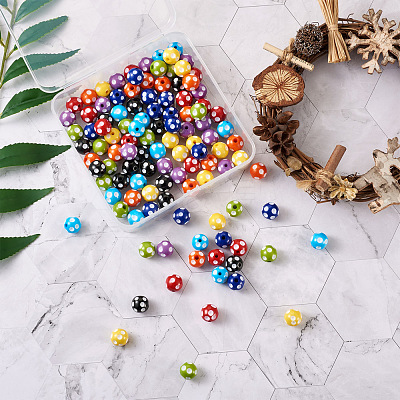 120Pcs 8 Colors Opaque Resin Beads RESI-CW0001-06A-1