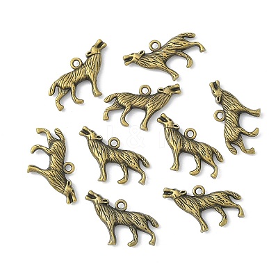Tibetan Style Alloy Howling Wolf Pendants X-MLF1753Y-NF-1