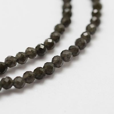 Natural Obsidian Bead Strands G-P270-2mm-28-1
