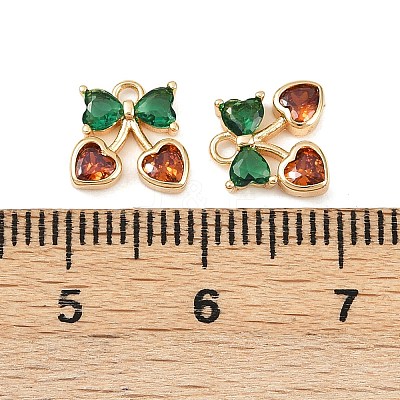 Brass Micro Pave Cubic Zirconia Charms KK-F906-11G-01-1