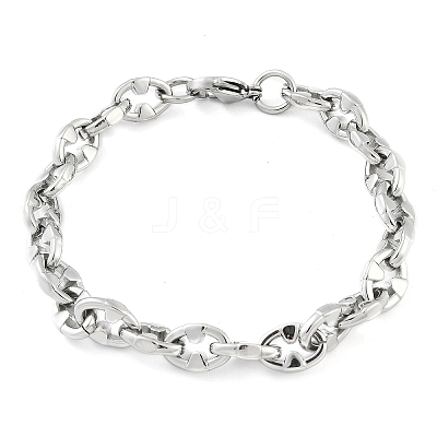 304 Stainless Steel Oval Link Chain Bracelets for Women Men BJEW-F488-48A-P-1