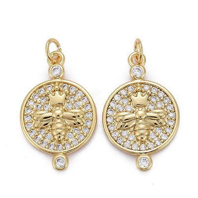 Brass Micro Pave Clear Cubic Zirconia Pendants ZIRC-Z011-16G-1