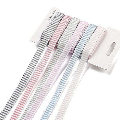 Polyester & Polycotton Striped Ribbons Sets SRIB-G010-01A-04-1