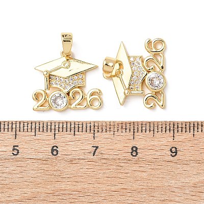 Brass Micro Pave Clear Cubic Zirconia Pendants KK-D223-01G-1