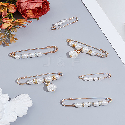 6Pcs 3 Styles Alloy Rhinestone Safety Brooches JEWB-LP0004-06-1