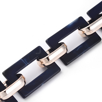 Imitation Gemstone Style Acrylic Handmade Rectangle Link Chains AJEW-JB00518-05-1