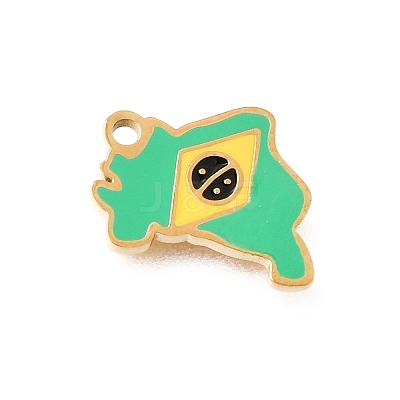 304 Stainless Steel Enamel Pendants STAS-E531-03G-1