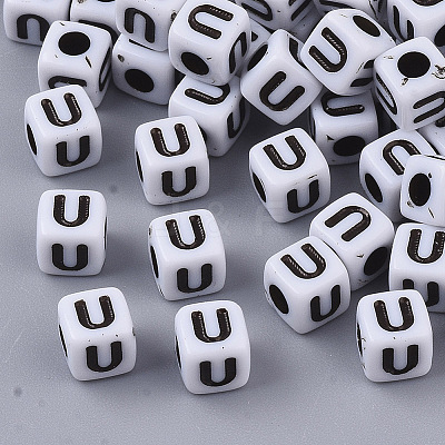 White Opaque Acrylic Beads X-MACR-R869-02U-1