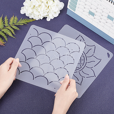 2Sheets 2 Styles Plastic Drawing Painting Stencils Templates DIY-CA0001-87-1