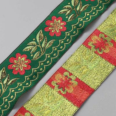 Ethnic Style Polyester Embroidery Flower Ribbon OCOR-WH0093-37A-1