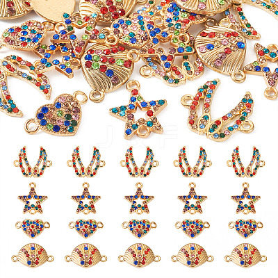 20Pcs 4 Styles Alloy Colorful Rhinestone Connector Charms FIND-TA0003-33-1