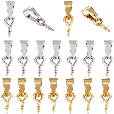 60Pcs 2 Colors 304 Stainless Steel Screw Eye Pin Peg Bails STAS-SC0007-91-1