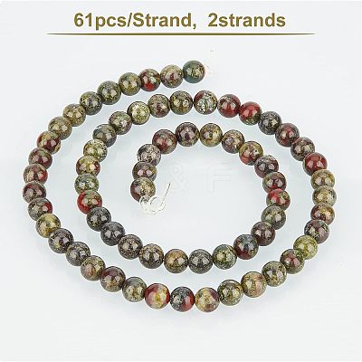 Natural Dragon Blood Jasper Bead Strands G-OC0001-18-6mm-1