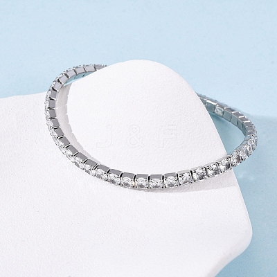 304 Stainless Steel with Clear Cubic Zirconia Link Chain Bracelets for Women BJEW-G754-02P-1