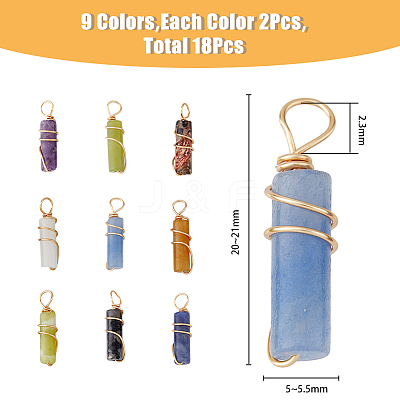 18Pcs 9 Styles Natural Gemstone Pendants FIND-FH0006-44-1