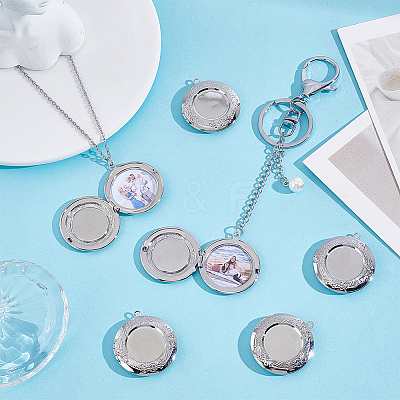 6Pcs Brass Locket Pendants KK-PH0013-65-1