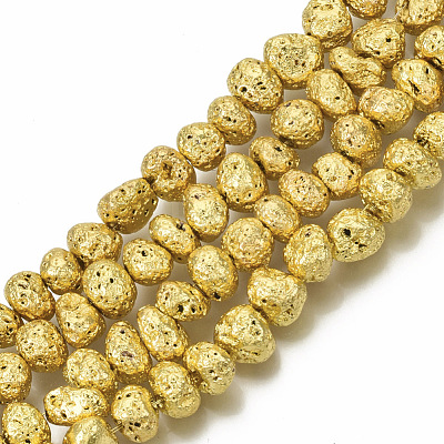 Electroplated Natural Lava Rock Beads Strands G-S352-29-1