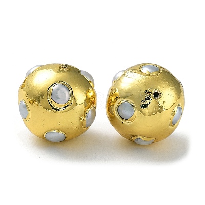 Rack Plating Brass Beads with Baroque Natural Keshi Pearl KK-K348-13G-1