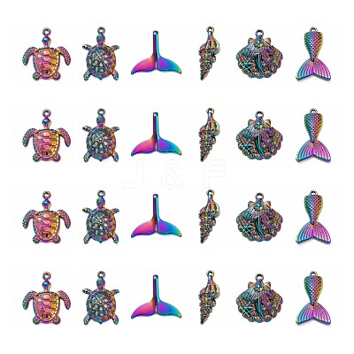 12Pcs 6 Style Ocean Themed Alloy Pendants FIND-LS0001-01-1
