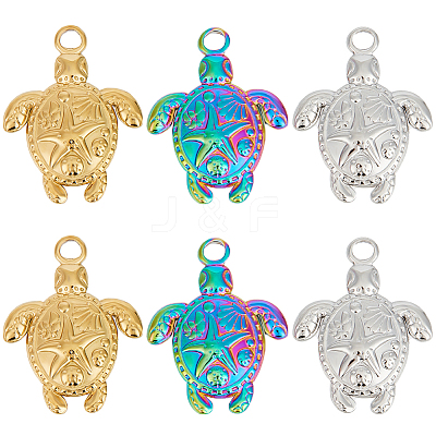 12Pcs 3 Colors Ion Plating(IP) 201 Stainless Steel Pendants STAS-CN0001-37-1