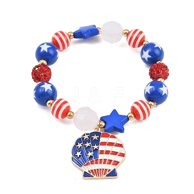 Independence Day Printed Resin Stretch Bead Bracelets for Women RE-CBA6B51-02-1