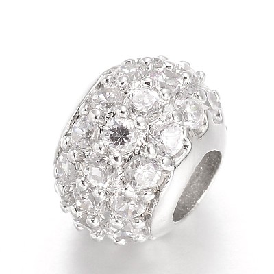 Rondelle Brass Micro Pave Cubic Zirconia Beads KK-L134-30-1