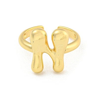 Brass Letter Open Cuff Rings for Women RJEW-G313-01N-G-1