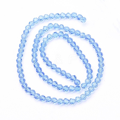 Faceted(32 Facets) Round Glass Beads Strands X-EGLA-J042-4mm-05-1