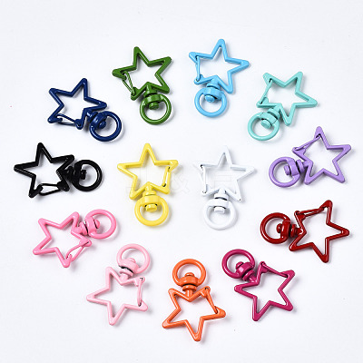 Spray Painted Eco-Friendly Alloy Swivel Snap Hooks Clasps PALLOY-T080-14-NR-1