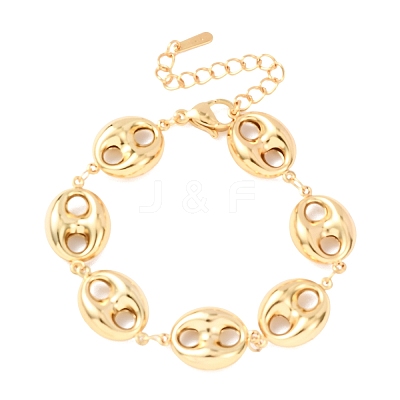 304 Stainless Steel Coffee Bean Link Chain Bracelets BJEW-D359-14B-G-1