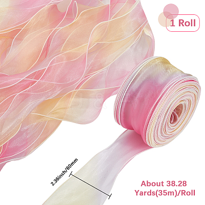 1 Bag Gradient Color Organza Ribbon OHAR-CY0001-01A-1